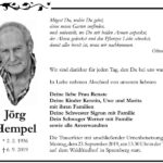Traueranzeige Jörg Hempel