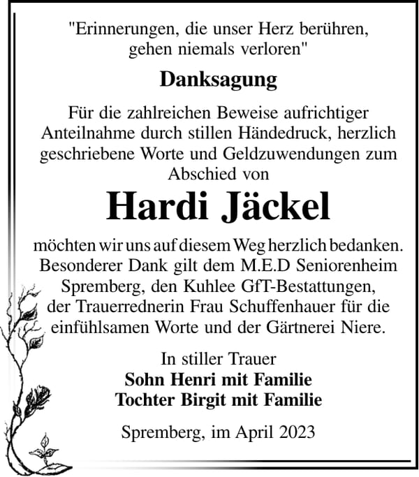 Danksagung Hardi Jäckel
