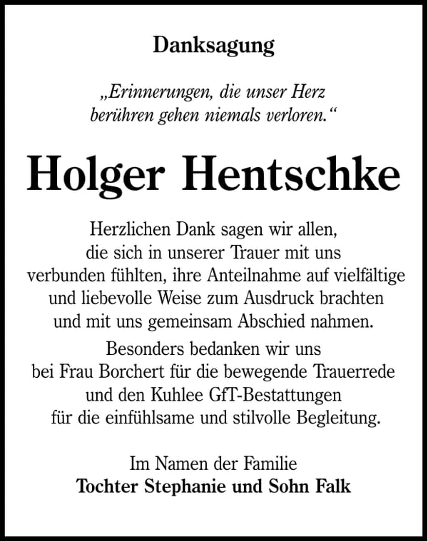 Danksagung Holger Hentschke