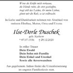 Traueranzeige Ilse-Dorle Duschek, geb. Kerkow