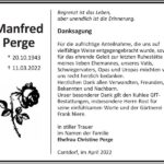 Danksagung Manfred Perge