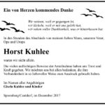 Danksagung Horst Kuhlee