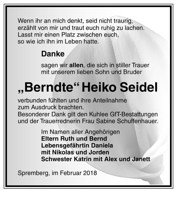 Danksagung Heiko Seidel