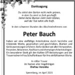 Danksagung Peter Bauch