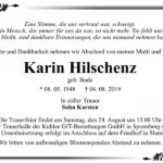 Traueranzeige Karin Hilschenz, geb. Bude