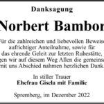 Danksagung Norbert Bambor