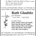 Traueranzeige Ruth Glaubitz, geb. Neumann