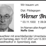 Traueranzeige Werner Brosig
