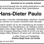 Danksagung Hans-Dieter Paulo