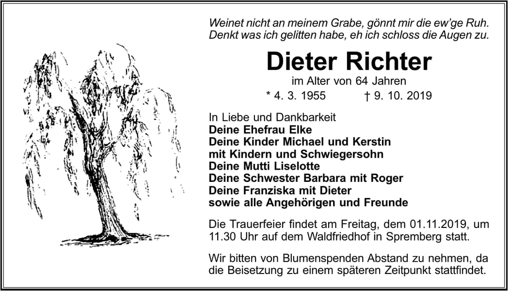 Traueranzeige Dieter Richter