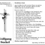 Danksagung Wolfgang Suckel