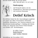 Danksagung Detlef Krisch