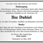 Danksagung Ilse Dubiel