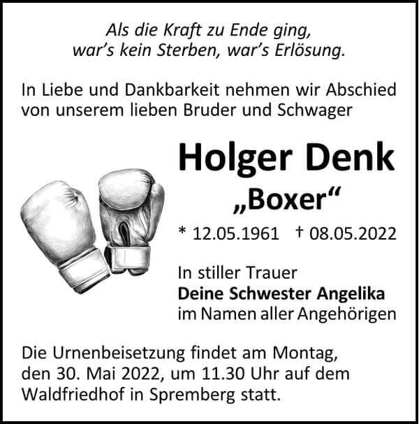 Traueranzeige Holger Denk