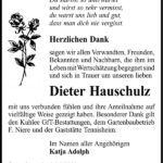 Danksagung Dieter Hauschulz