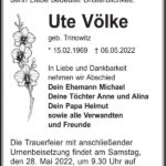 Traueranzeige Ute Völke, geb. Trinowitz