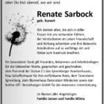 Danksagung Renate Sarbock, geb. Kunert