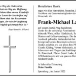 Danksagung Frank-Michael Lamm