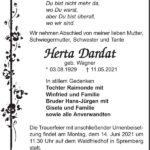 Traueranzeige Herta Dardat, geb. Wagner
