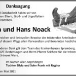 Danksagung Helga und Hans Noack