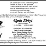 Traueranzeige Karin Zirkel, geb. Dittmann