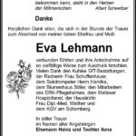 Danksagung Eva Lehmann