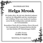 Traueranzeige Helga Mrosk