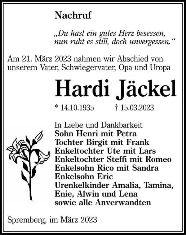 Nachruf Hardi Jäckel