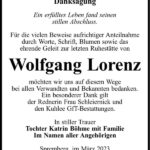 Danksagung Wolfgang Lorenz