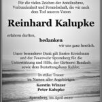Danksagung Reinhard Kalupke
