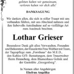 Danksagung Lothar Grieser