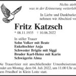 Traueranzeige Fritz Katzsch