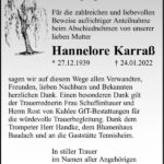 Danksagung Hannelore Karraß
