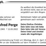 Traueranzeige Manfred Perge