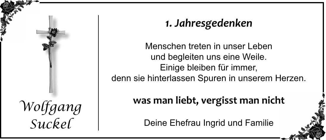 Jahresgedenken Wolfgang Suckel