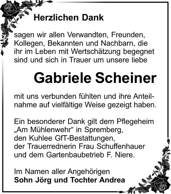 Danksagung Gabriele Scheiner