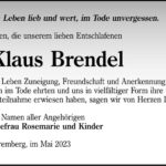 Danksagung Klaus Brendel
