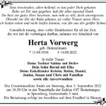 Traueranzeige Herta Vorwerg, geb. Heinzelmann