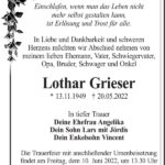 Traueranzeige Lothar Grieser