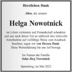 Danksagung Helga Nowotnick