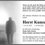 Traueranzeige Horst Kunze