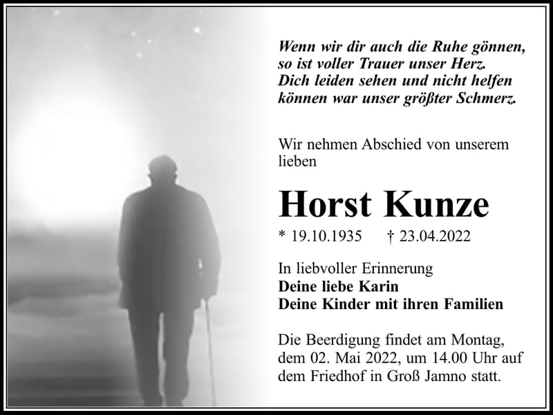 Traueranzeige Horst Kunze