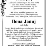 Danksagung Ilona Januj, geb. Lohs