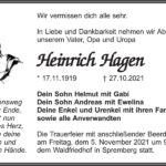 Traueranzeige Heinrich Hagen