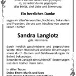 Danksagung Sandra Langlotz, geb. Herrmann