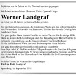 Danksagung Werner Landgraf