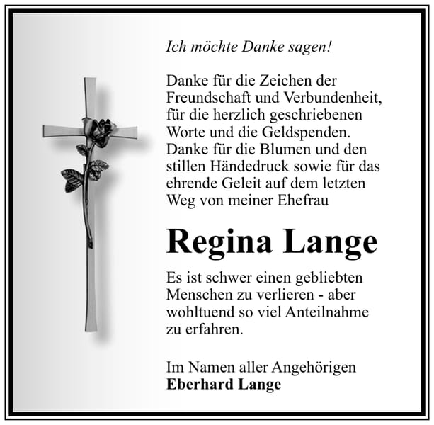 Traueranzeige Regina Lange