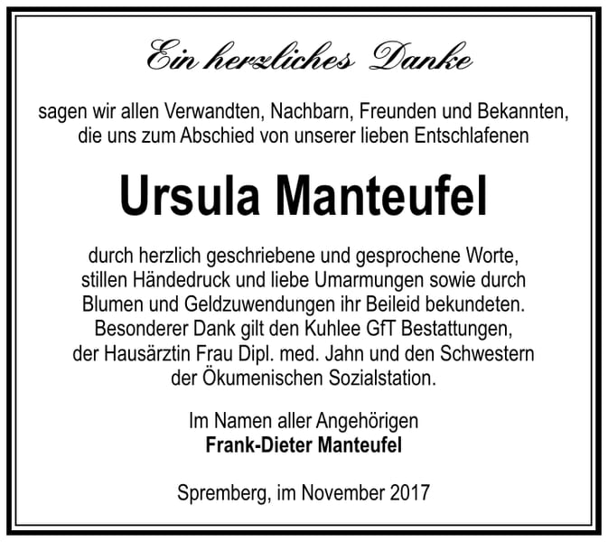 Danksagung Ursula Manteufel