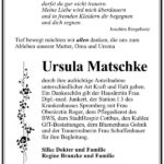 Danksagung Ursula Matschke