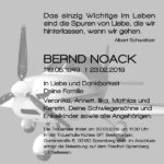 Traueranzeige Bernd Noack